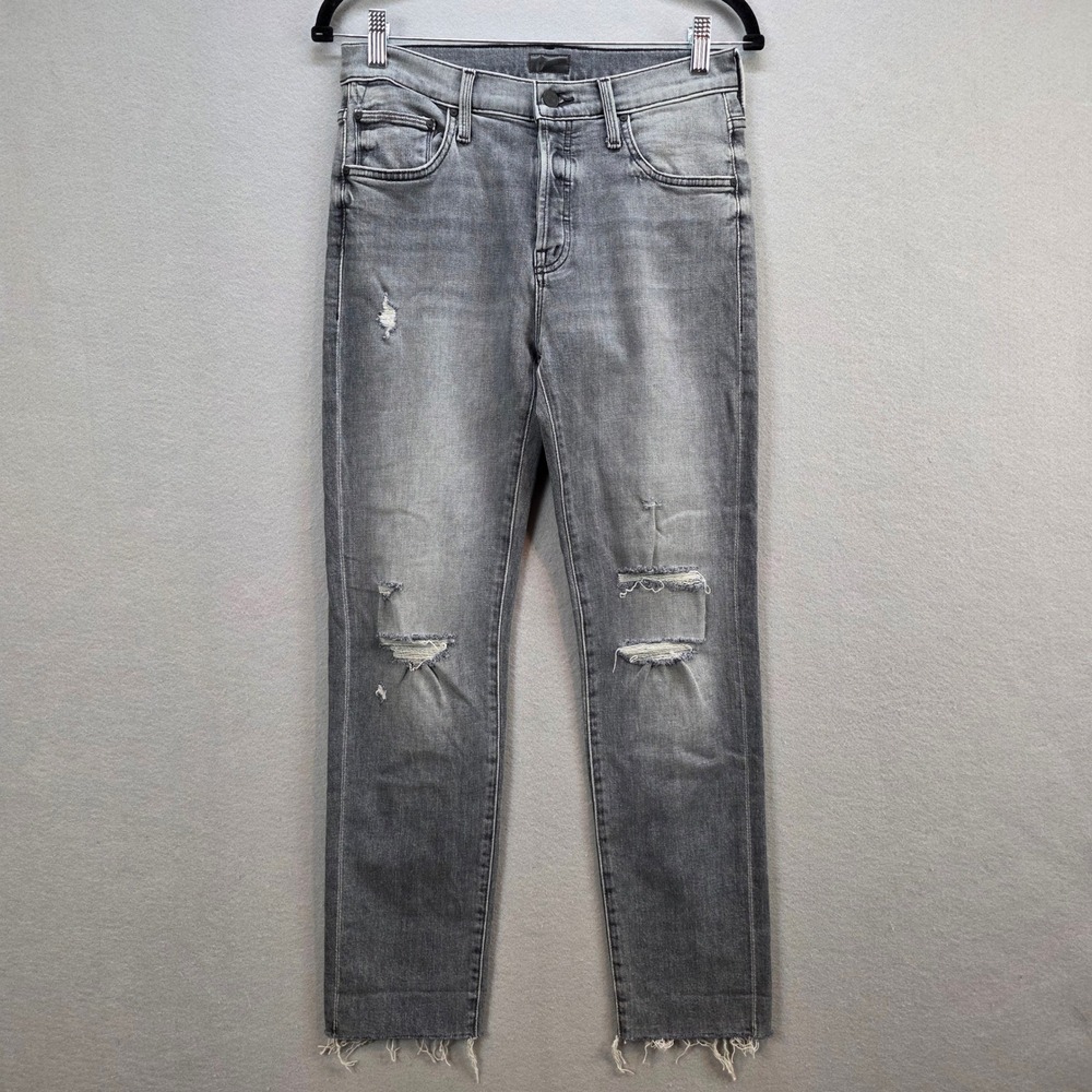 Mother The Scrapper Cuff Ankle Fray Jeans Unstitched in the Dark Button Fly 25 - Picture 3 of 14